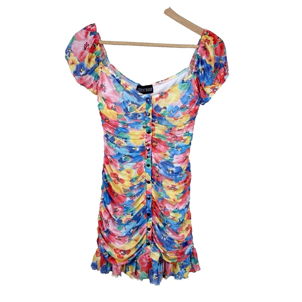 Current Mood Dolls Kill Spring State Of Mind Floral Button Dress Womens Size XS